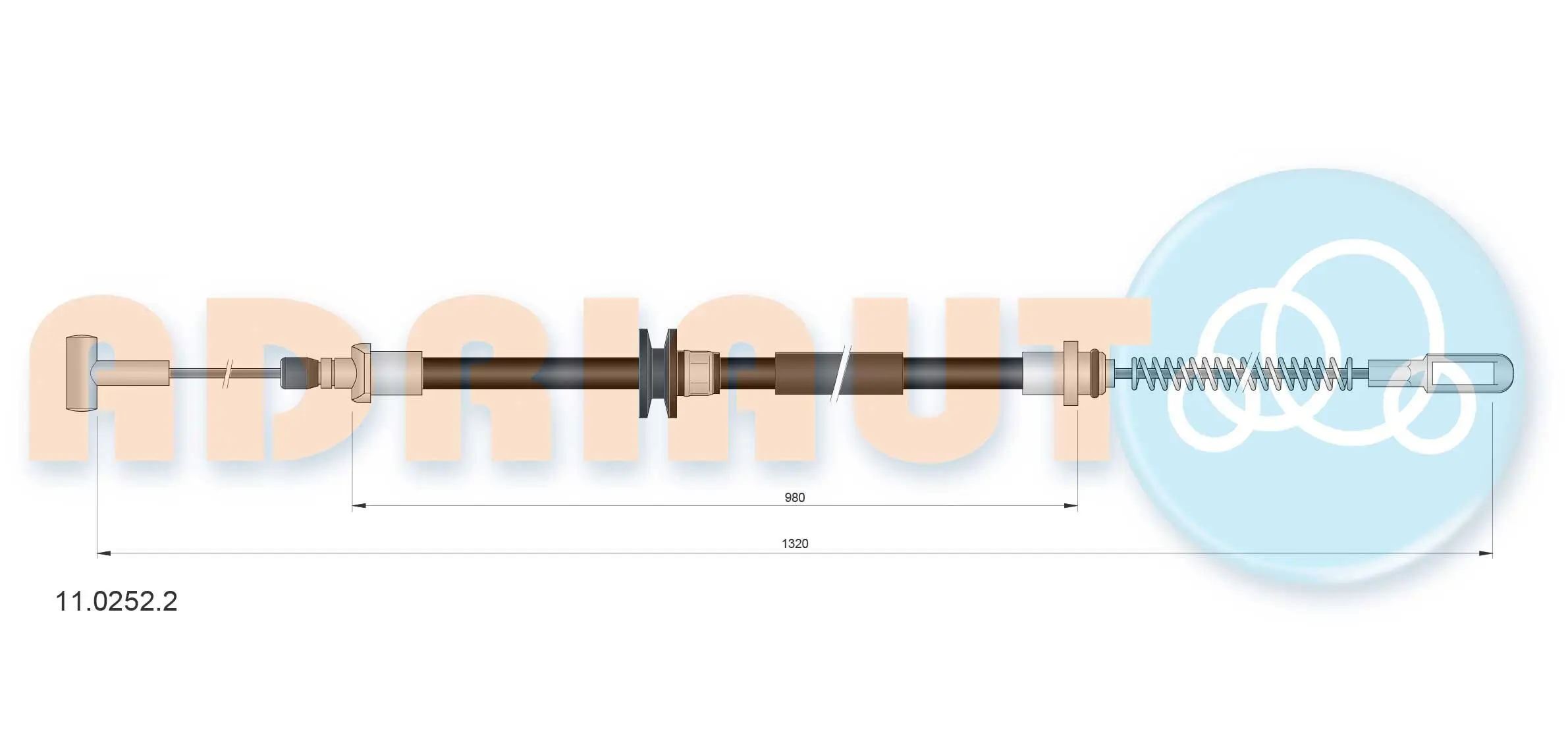 Seilzug, Feststellbremse hinten links hinten rechts ADRIAUTO 11.0252.2