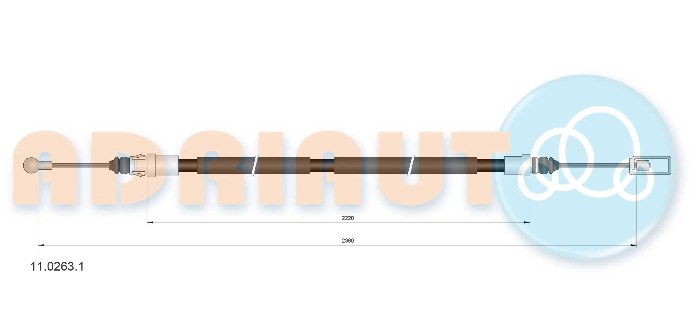 Seilzug, Feststellbremse hinten rechts ADRIAUTO 11.0263.1