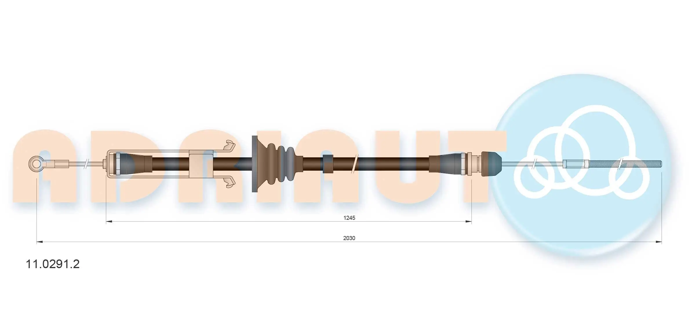 Seilzug, Feststellbremse vorne ADRIAUTO 11.0291.2