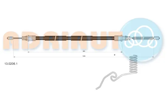 Seilzug, Feststellbremse hinten rechts ADRIAUTO 13.0206.1 Bild Seilzug, Feststellbremse hinten rechts ADRIAUTO 13.0206.1