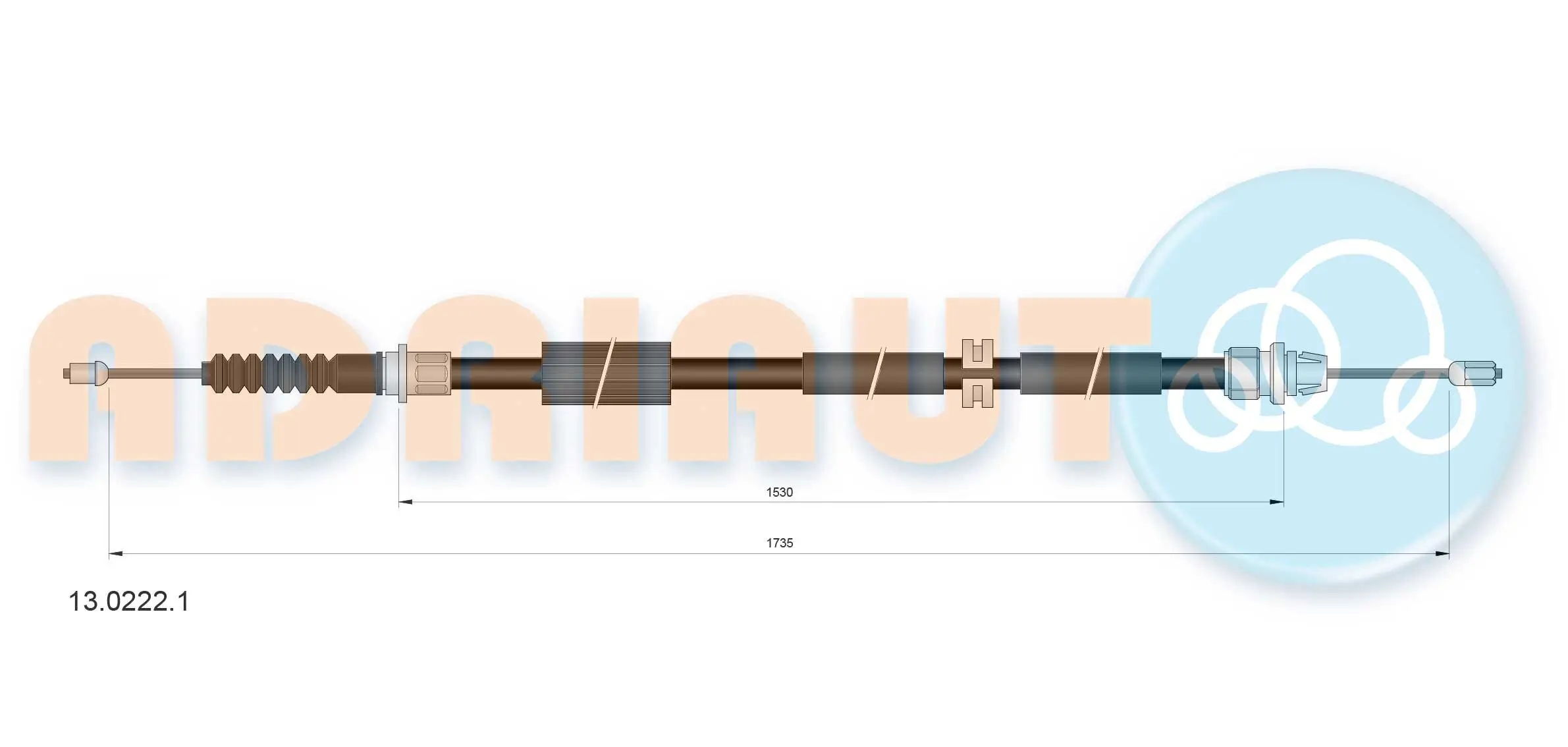 Seilzug, Feststellbremse hinten links hinten rechts ADRIAUTO 13.0222.1