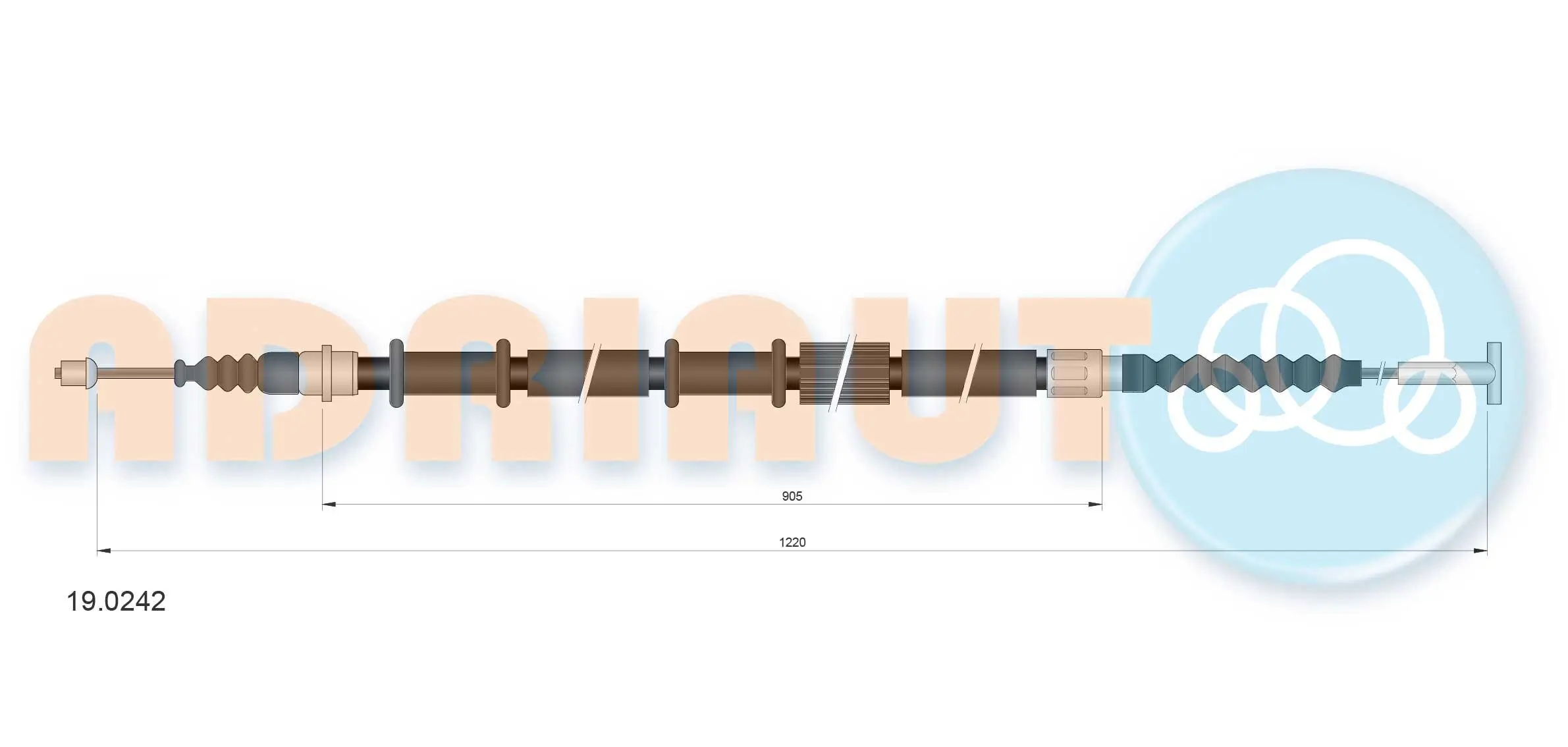 Seilzug, Feststellbremse hinten rechts ADRIAUTO 19.0242