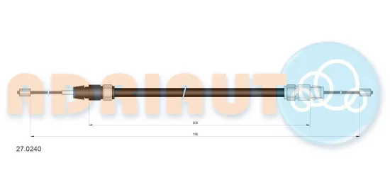 Seilzug, Feststellbremse hinten rechts ADRIAUTO 27.0240 Bild Seilzug, Feststellbremse hinten rechts ADRIAUTO 27.0240