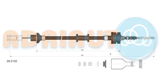 Seilzug, Kupplungsbetätigung ADRIAUTO 28.0120 Bild Seilzug, Kupplungsbetätigung ADRIAUTO 28.0120