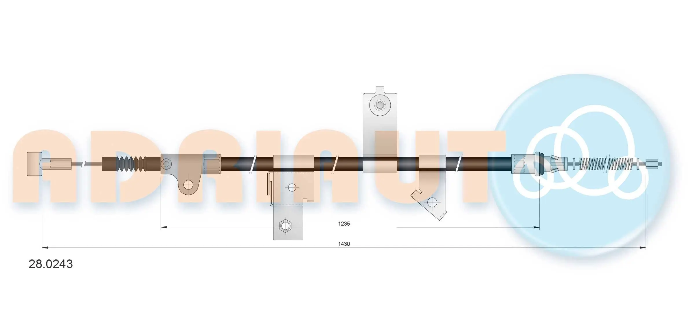Seilzug, Feststellbremse hinten rechts ADRIAUTO 28.0243