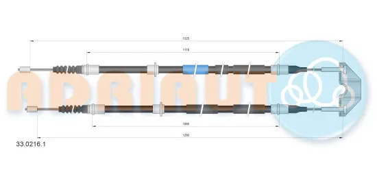Seilzug, Feststellbremse hinten ADRIAUTO 33.0216.1 Bild Seilzug, Feststellbremse hinten ADRIAUTO 33.0216.1