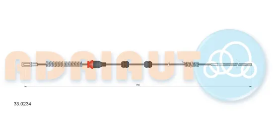 Seilzug, Feststellbremse hinten links ADRIAUTO 33.0234 Bild Seilzug, Feststellbremse hinten links ADRIAUTO 33.0234