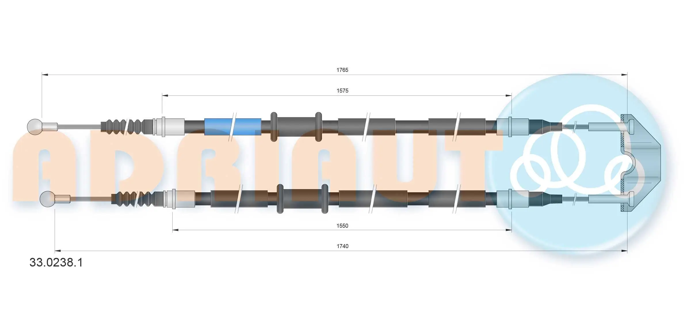 Seilzug, Feststellbremse hinten ADRIAUTO 33.0238.1