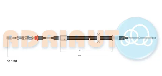 Seilzug, Feststellbremse hinten links ADRIAUTO 33.0261 Bild Seilzug, Feststellbremse hinten links ADRIAUTO 33.0261