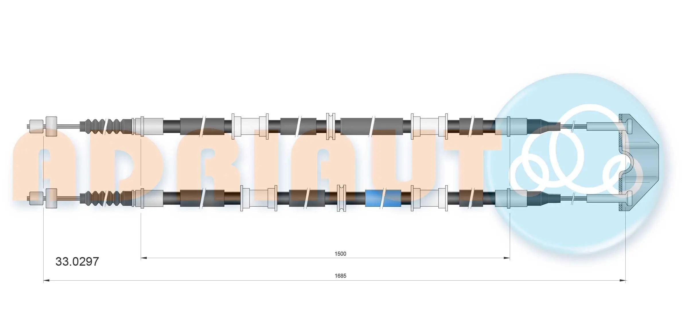 Seilzug, Feststellbremse hinten ADRIAUTO 33.0297