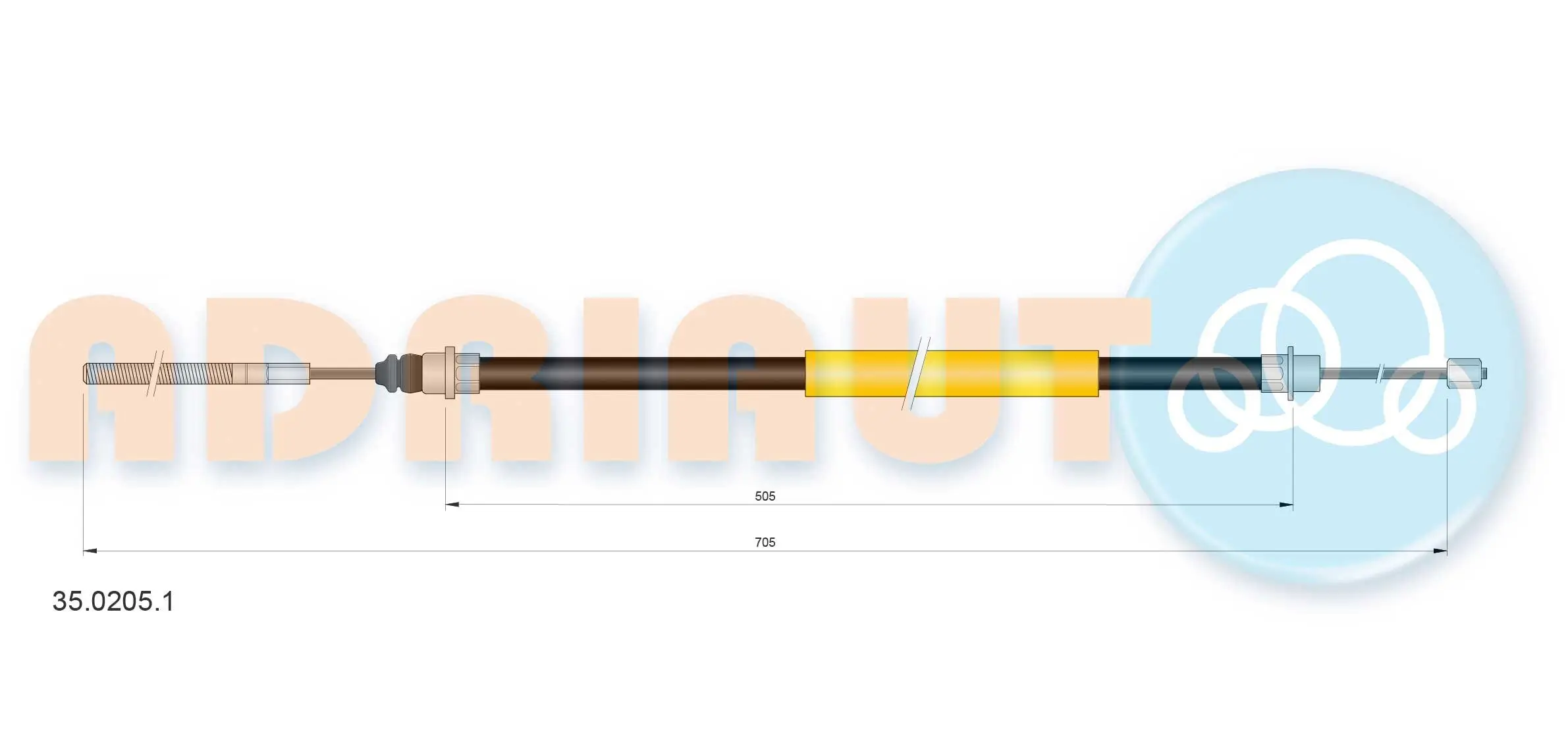 Seilzug, Feststellbremse hinten links ADRIAUTO 35.0205.1