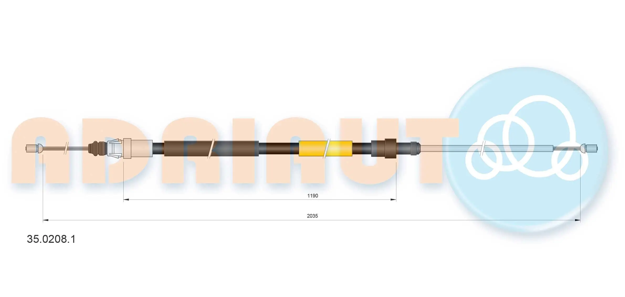 Seilzug, Feststellbremse hinten links hinten rechts ADRIAUTO 35.0208.1