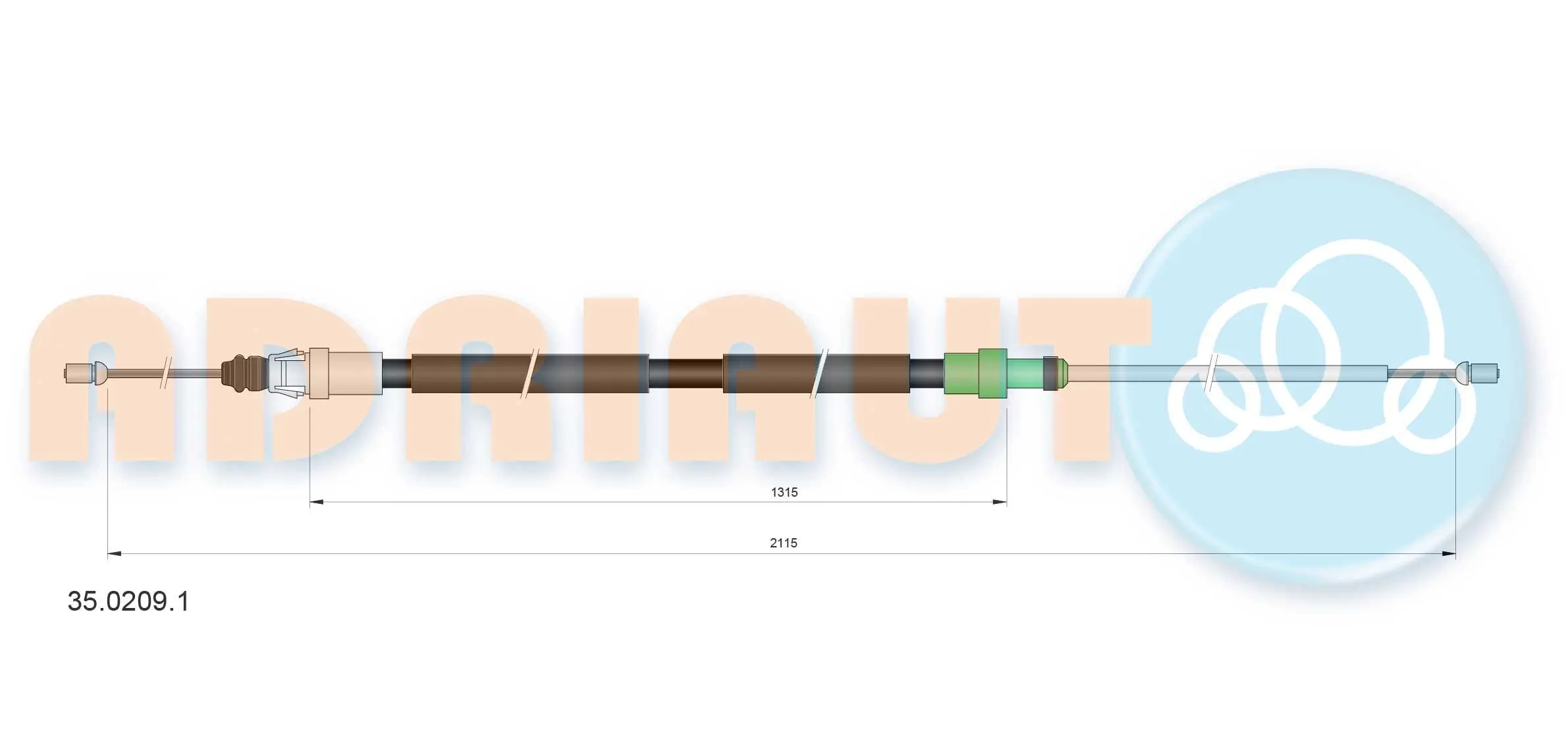 Seilzug, Feststellbremse hinten links hinten rechts ADRIAUTO 35.0209.1