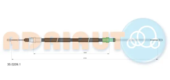 Seilzug, Feststellbremse hinten links hinten rechts ADRIAUTO 35.0209.1 Bild Seilzug, Feststellbremse hinten links hinten rechts ADRIAUTO 35.0209.1