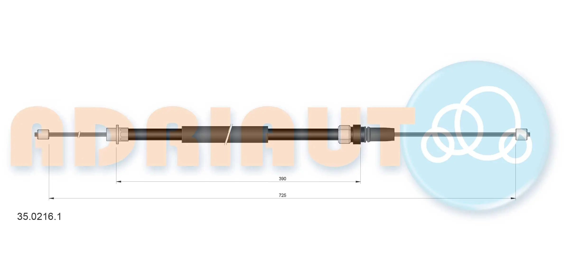 Seilzug, Feststellbremse hinten links ADRIAUTO 35.0216.1