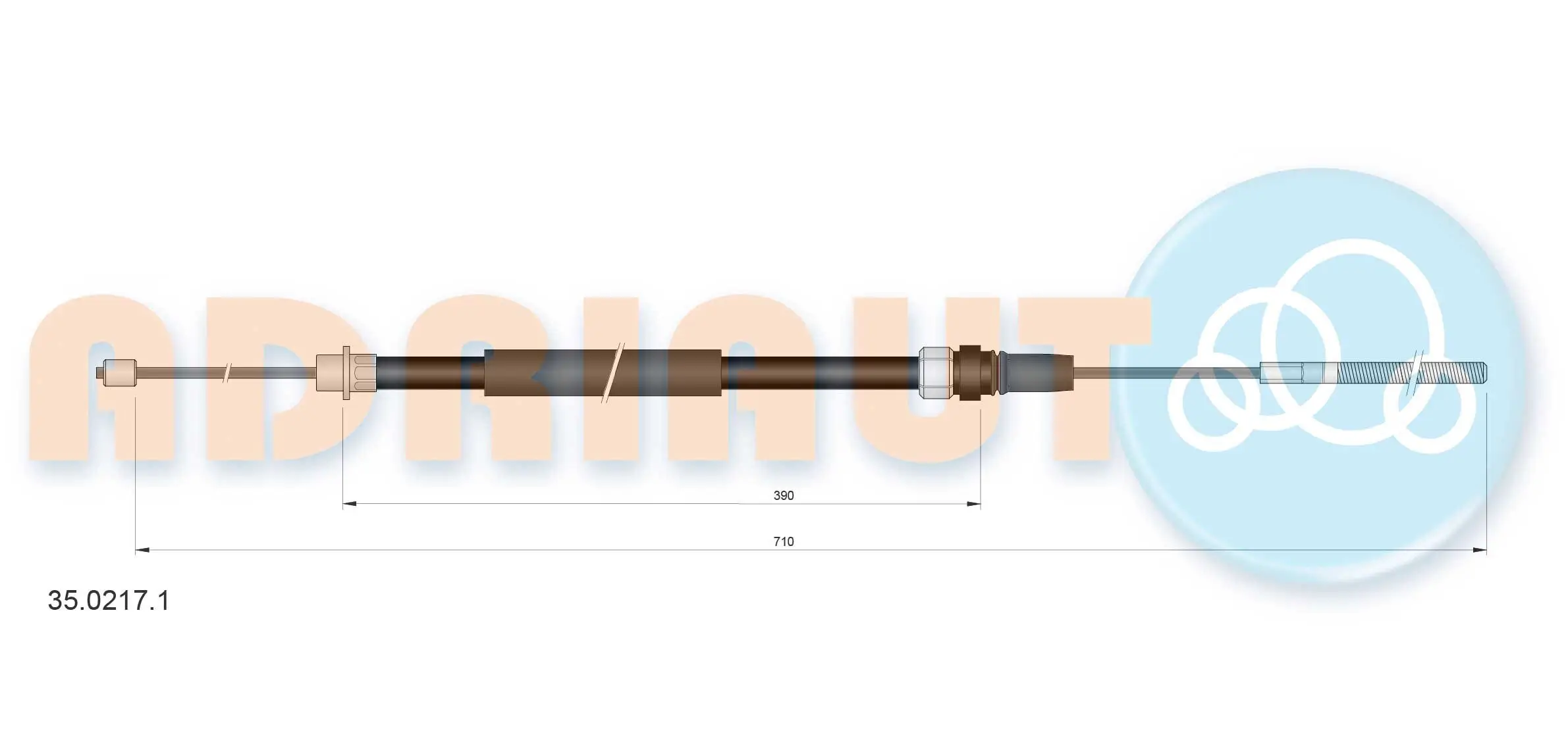 Seilzug, Feststellbremse hinten rechts ADRIAUTO 35.0217.1
