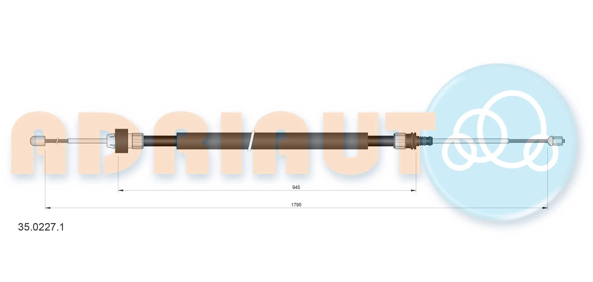 Seilzug, Feststellbremse hinten links hinten rechts ADRIAUTO 35.0227.1
