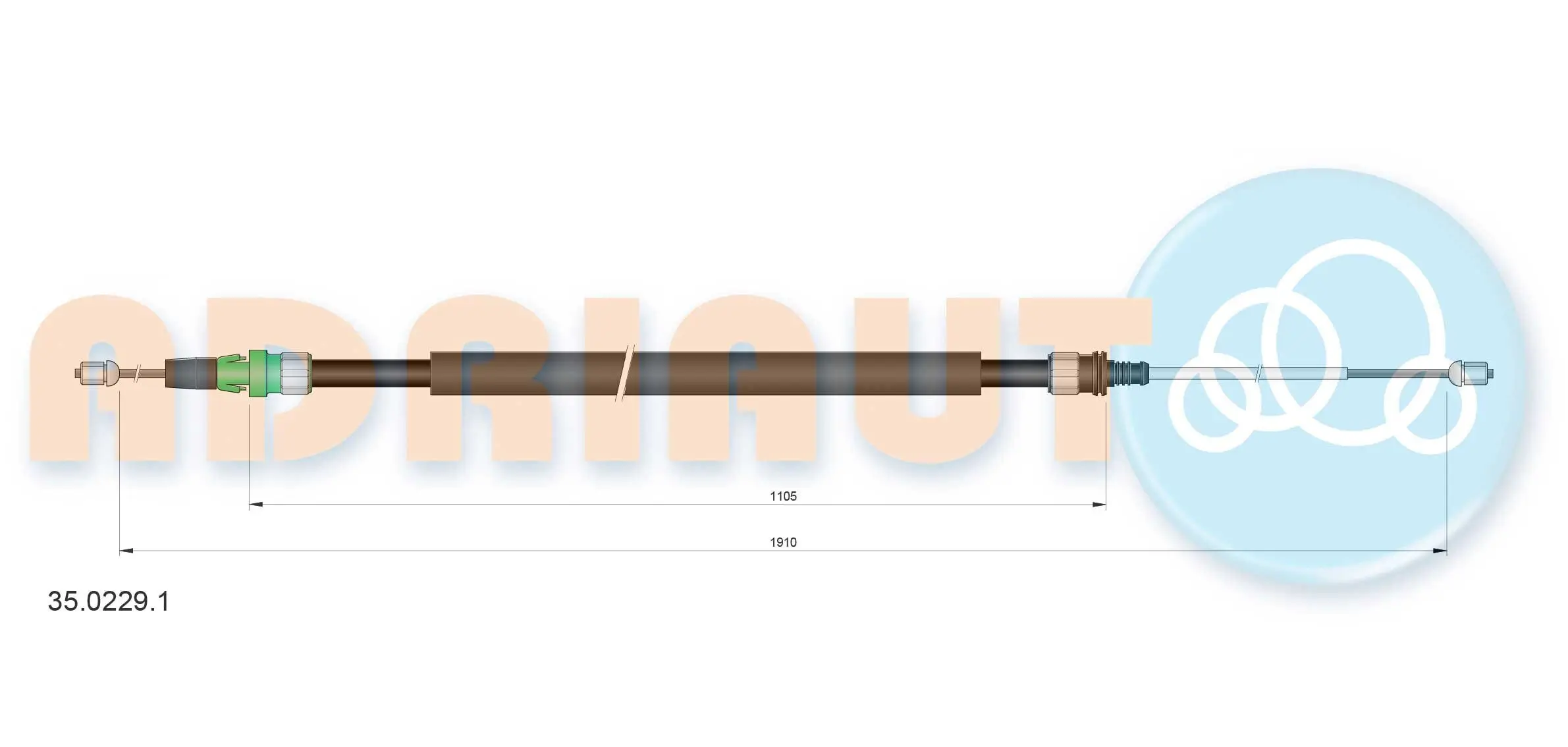 Seilzug, Feststellbremse hinten links hinten rechts ADRIAUTO 35.0229.1
