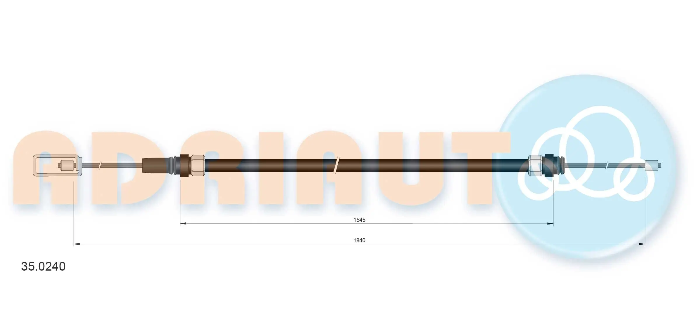 Seilzug, Feststellbremse vorne ADRIAUTO 35.0240