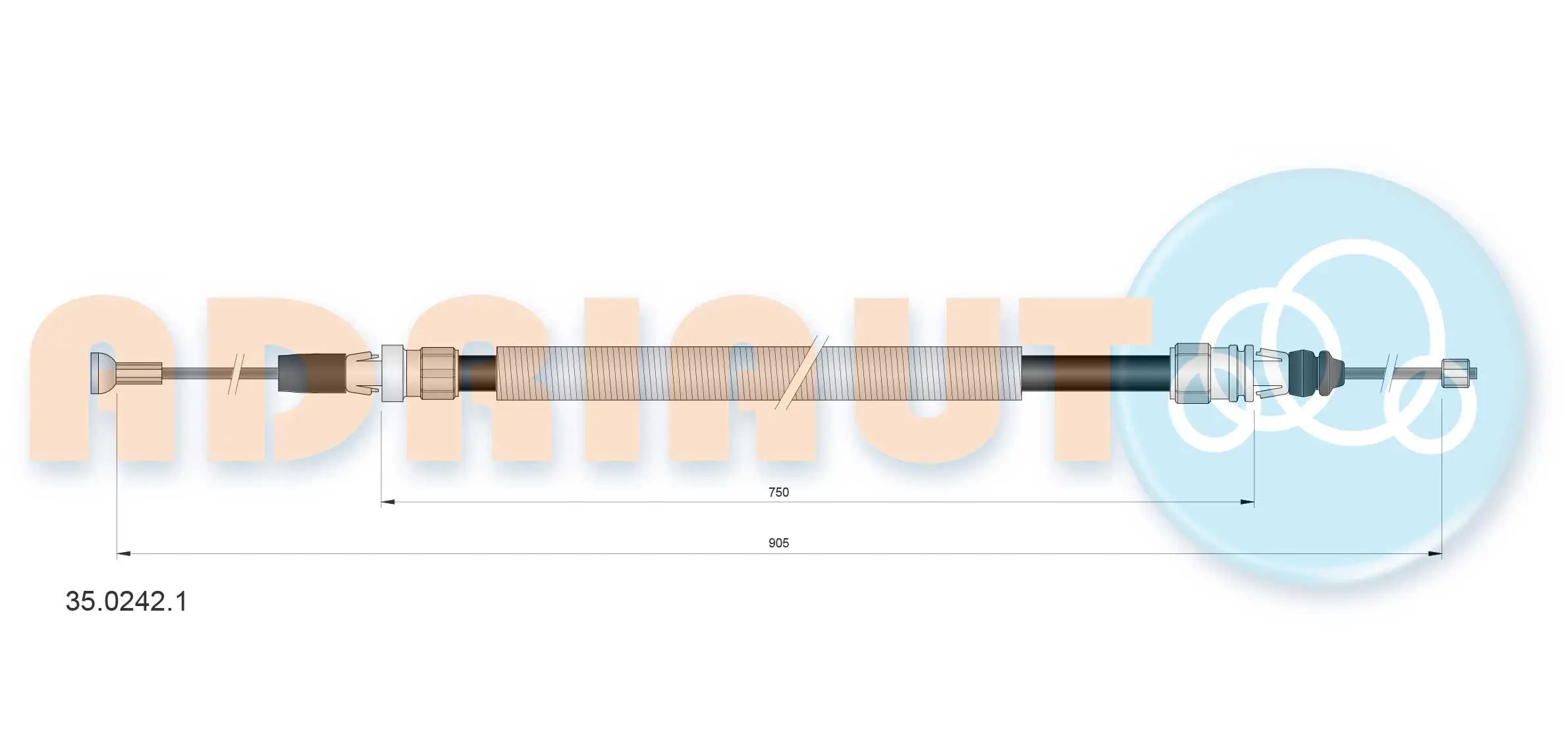 Seilzug, Feststellbremse hinten links hinten rechts ADRIAUTO 35.0242.1