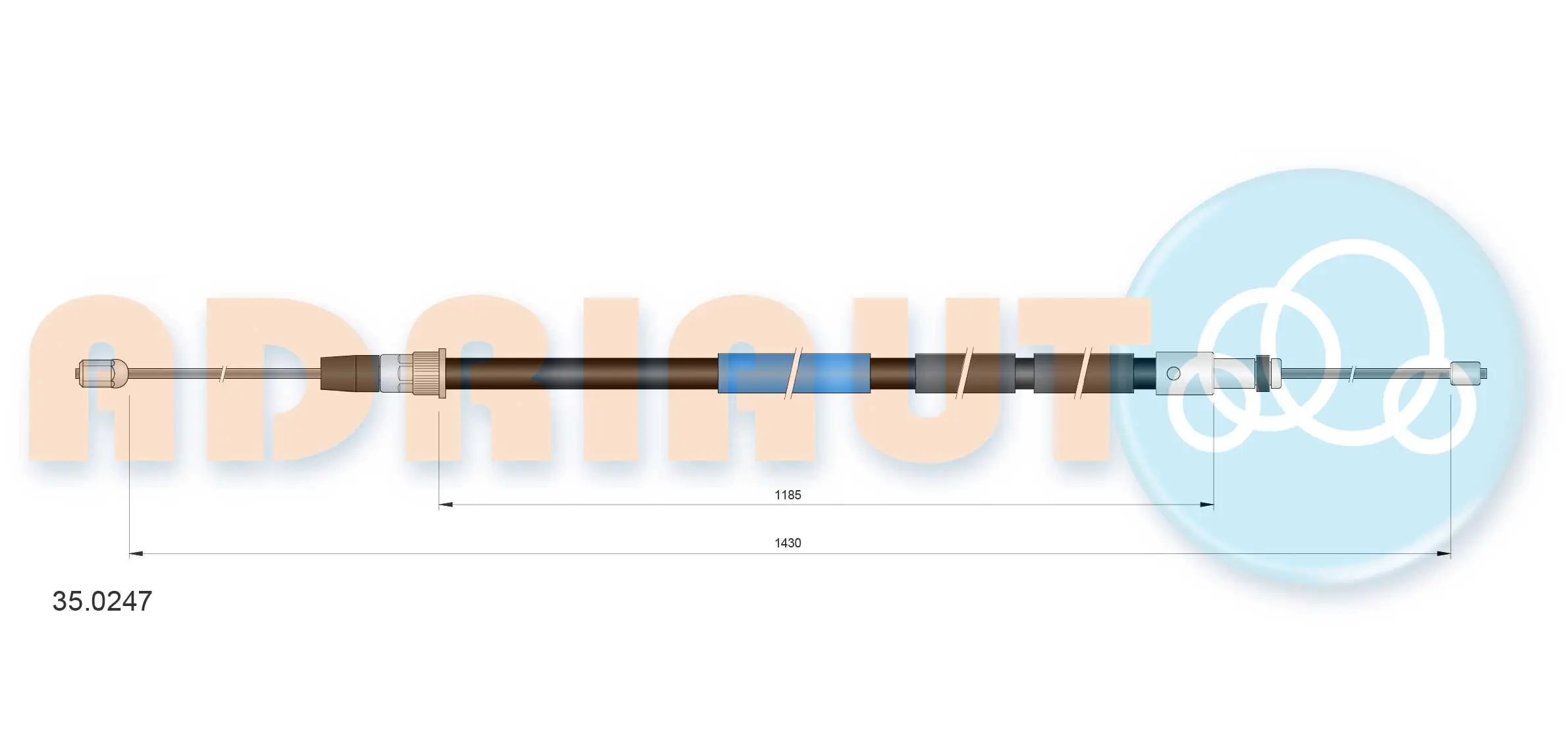 Seilzug, Feststellbremse hinten rechts ADRIAUTO 35.0247
