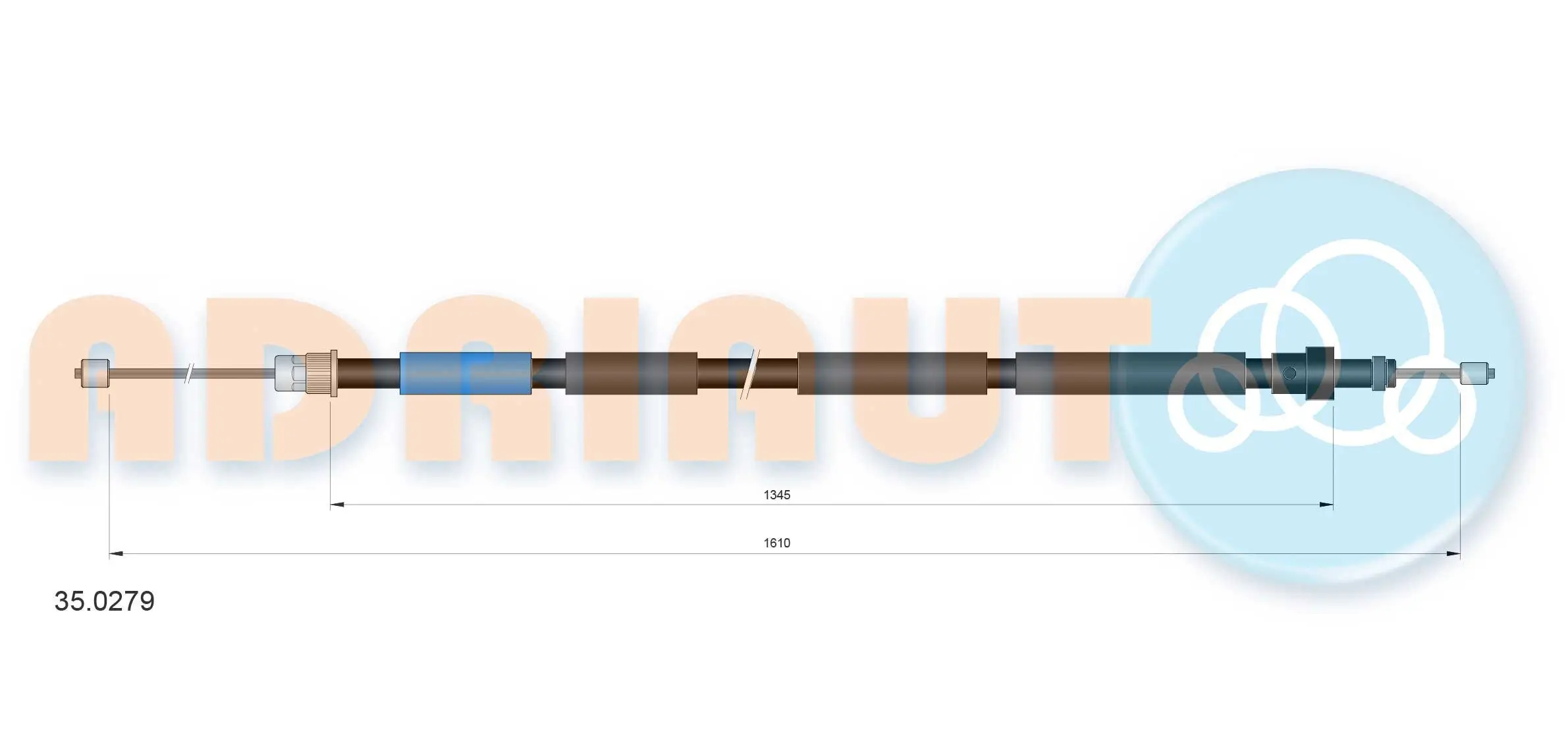 Seilzug, Feststellbremse hinten rechts ADRIAUTO 35.0279