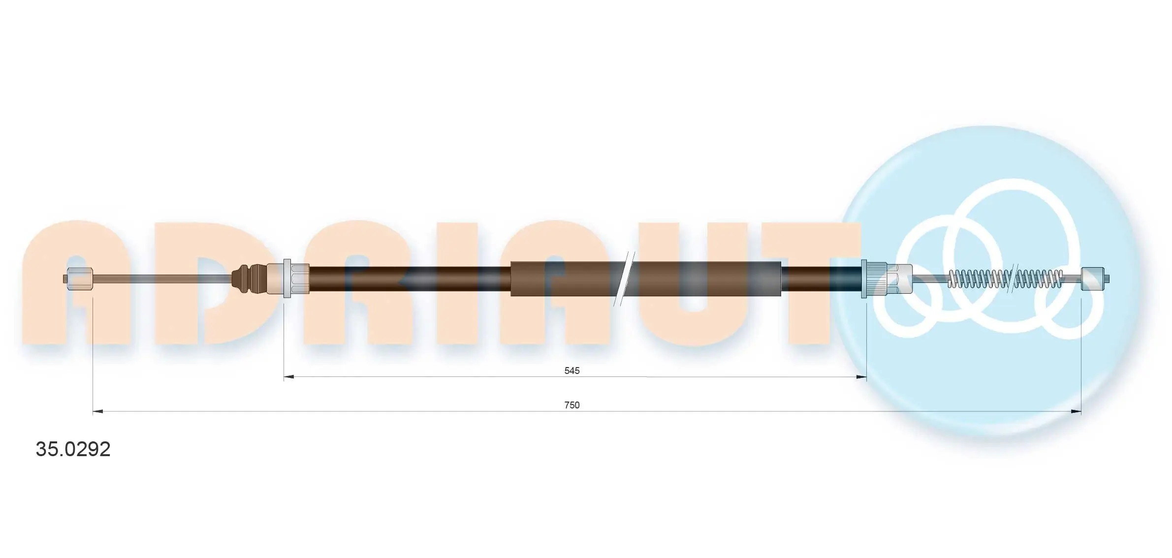 Seilzug, Feststellbremse hinten rechts ADRIAUTO 35.0292