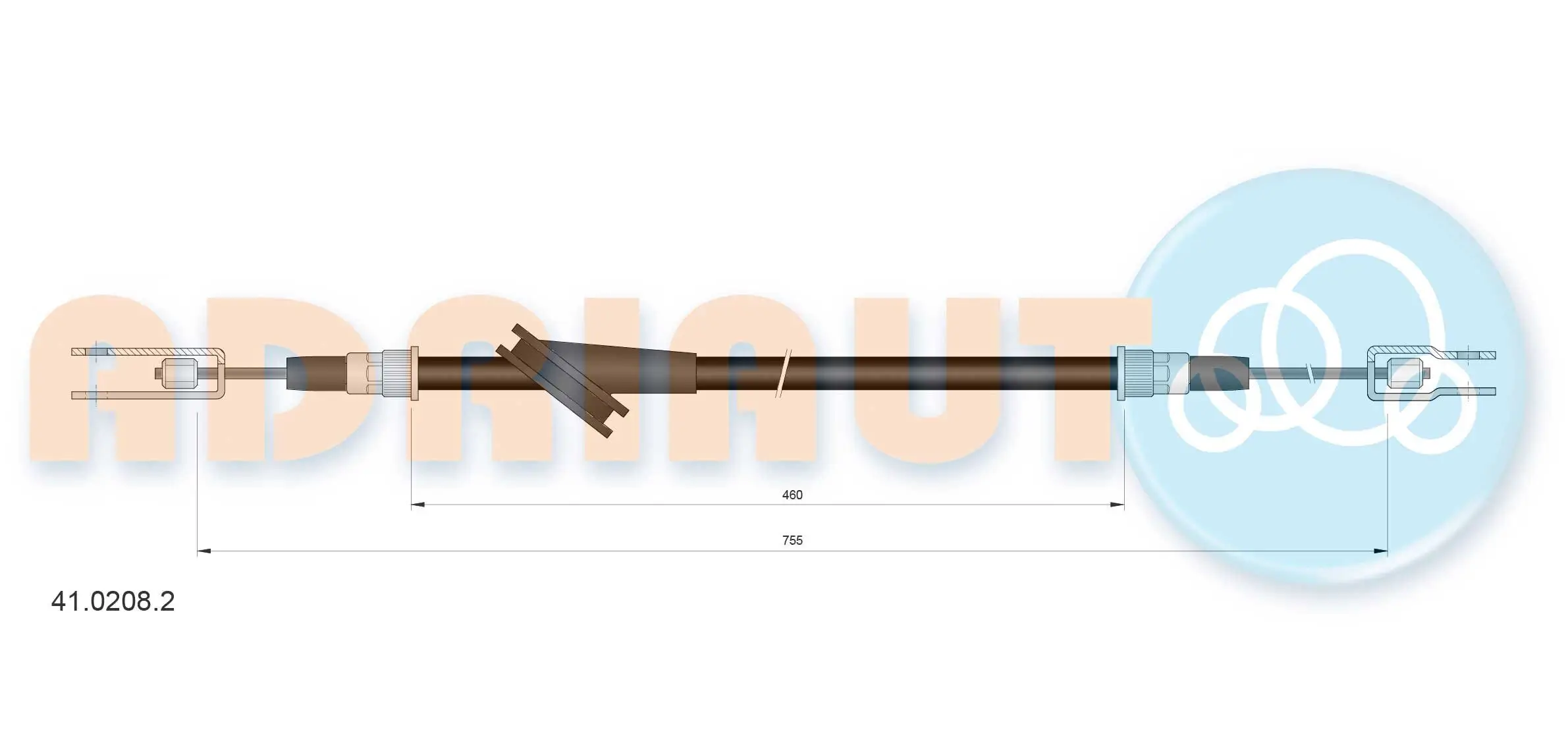 Seilzug, Feststellbremse vorne ADRIAUTO 41.0208.2