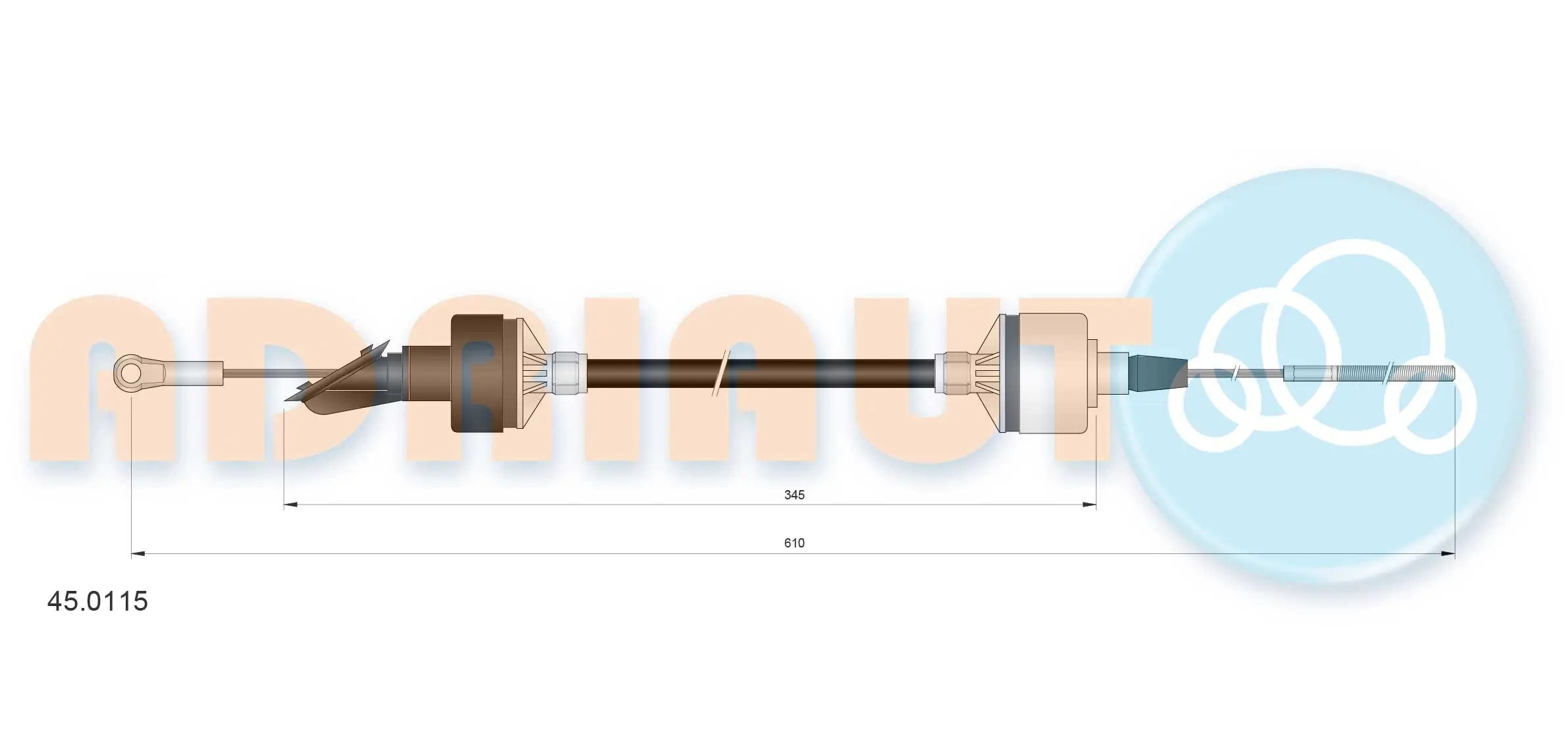 Seilzug, Kupplungsbetätigung ADRIAUTO 45.0115