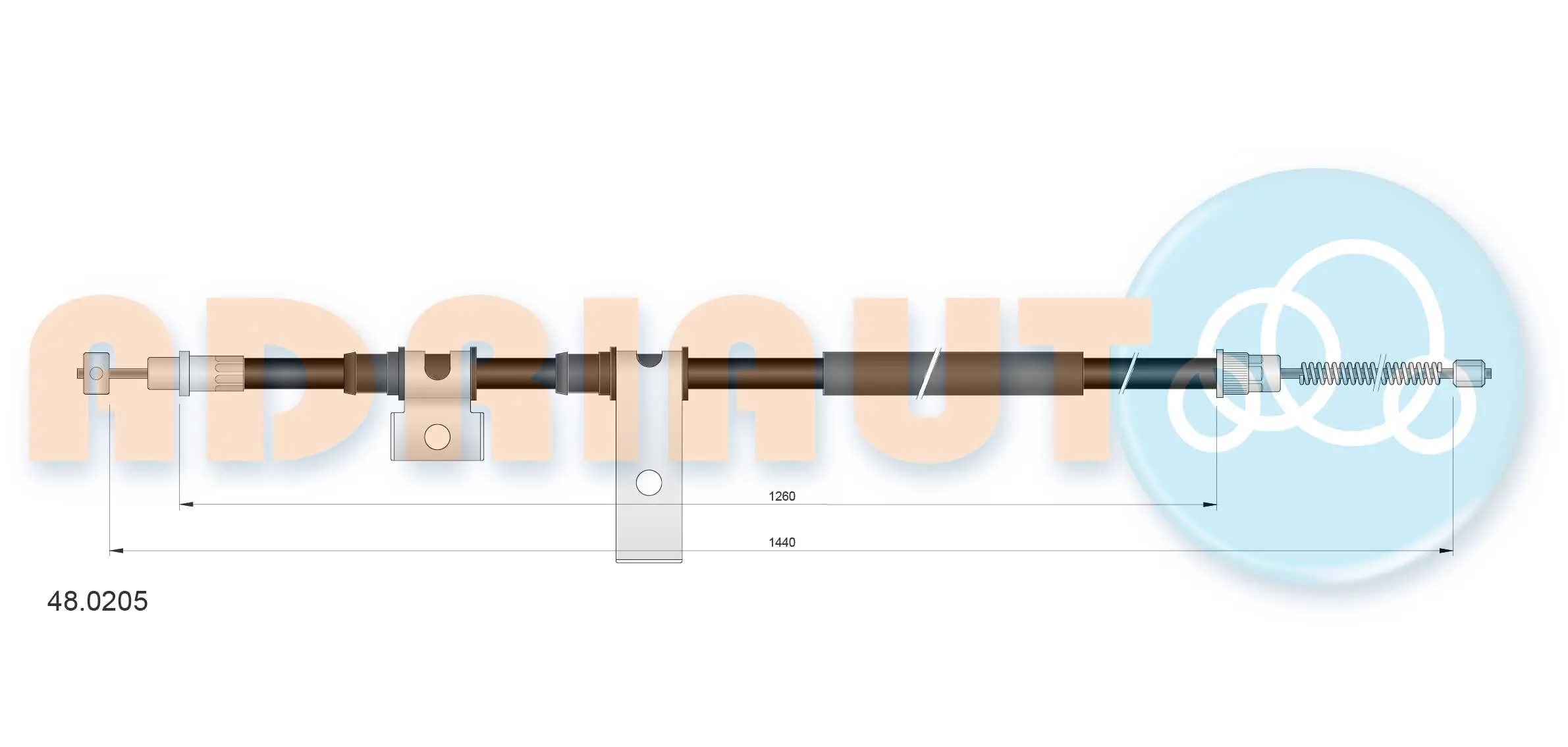 Seilzug, Feststellbremse hinten rechts ADRIAUTO 48.0205