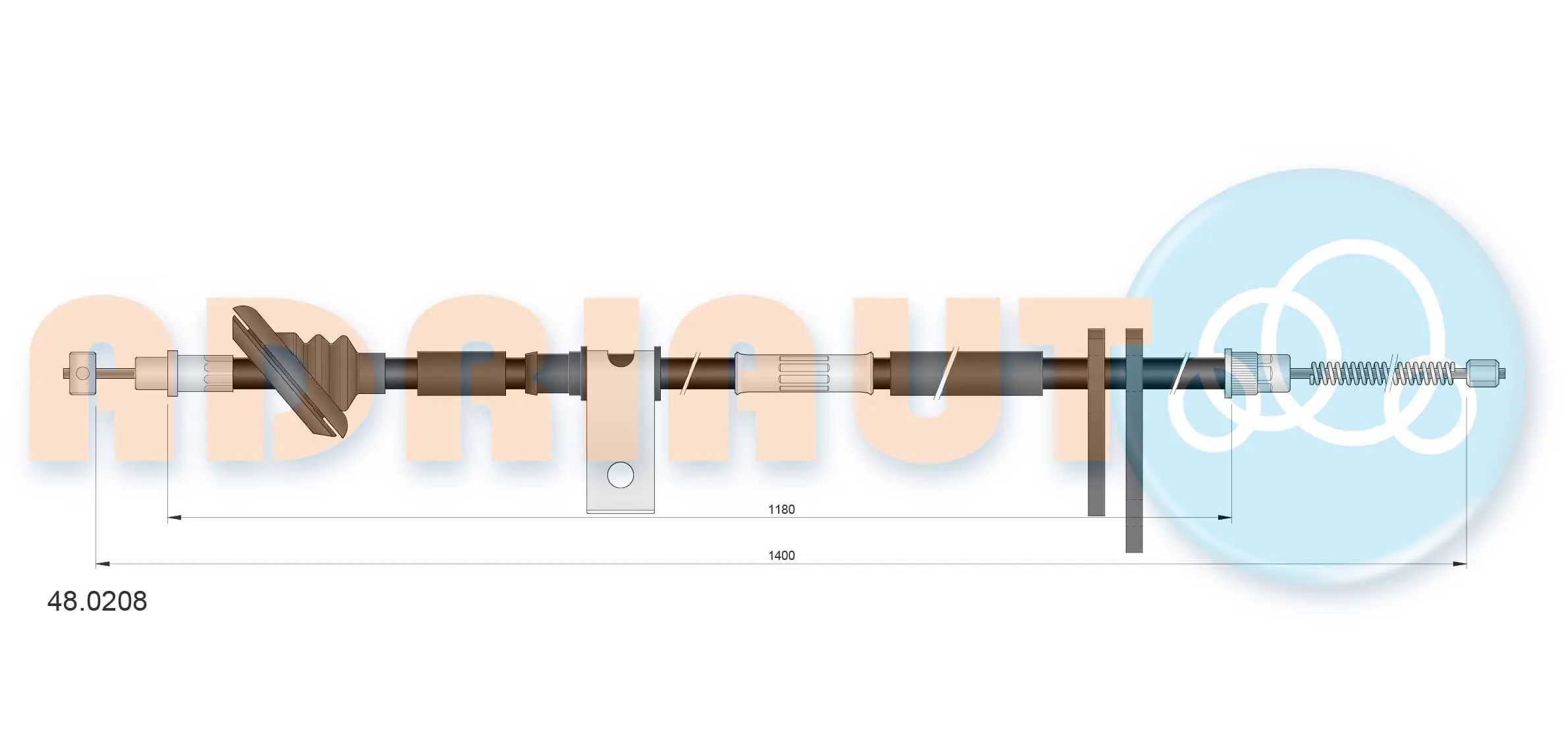 Seilzug, Feststellbremse hinten rechts ADRIAUTO 48.0208