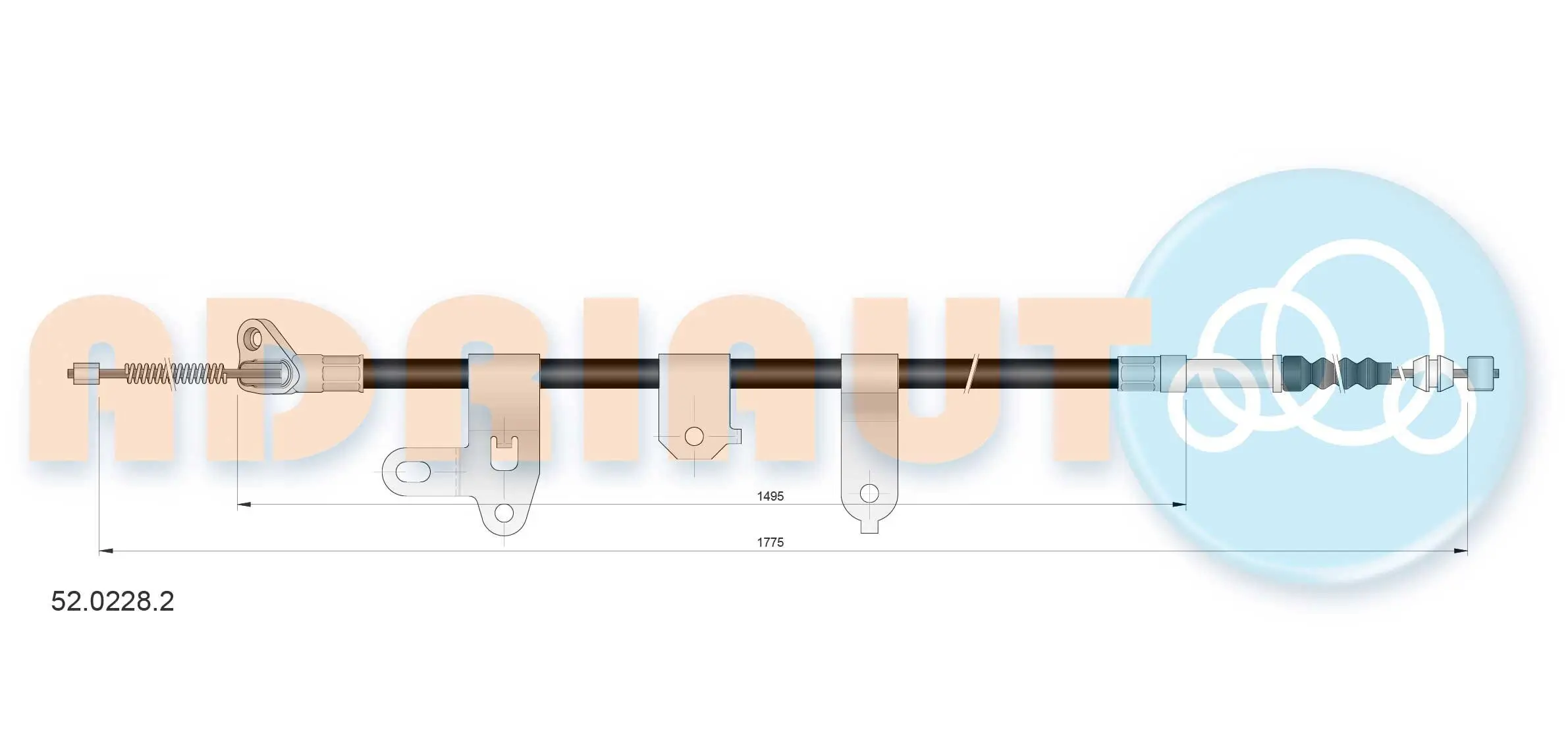 Seilzug, Feststellbremse hinten links ADRIAUTO 52.0228.2