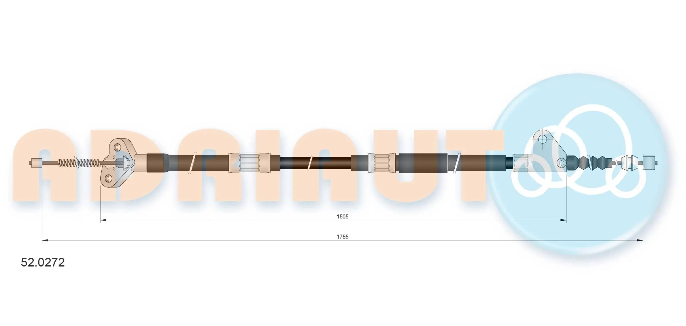 Seilzug, Feststellbremse hinten rechts ADRIAUTO 52.0272