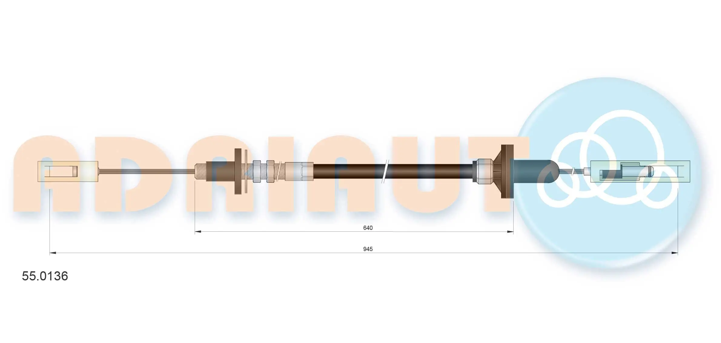 Seilzug, Kupplungsbetätigung ADRIAUTO 55.0136