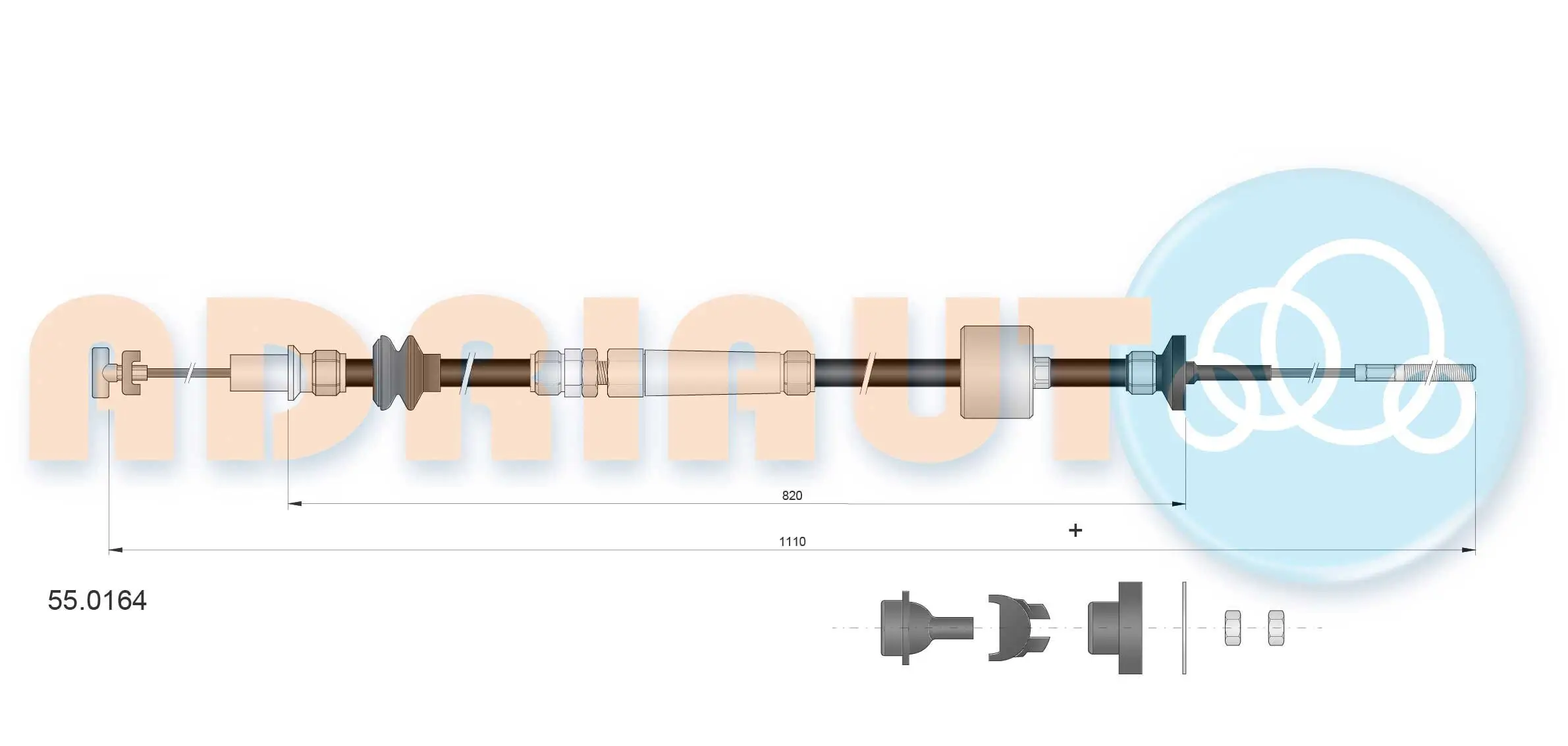 Seilzug, Kupplungsbetätigung ADRIAUTO 55.0164