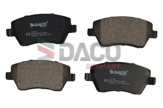 Bremsbelagsatz, Scheibenbremse Vorderachse DACO Germany 322258 Bild Bremsbelagsatz, Scheibenbremse Vorderachse DACO Germany 322258