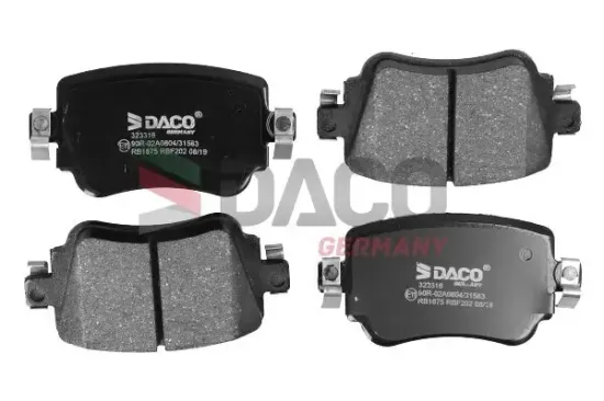 Bremsbelagsatz, Scheibenbremse Hinterachse DACO Germany 323316 Bild Bremsbelagsatz, Scheibenbremse Hinterachse DACO Germany 323316
