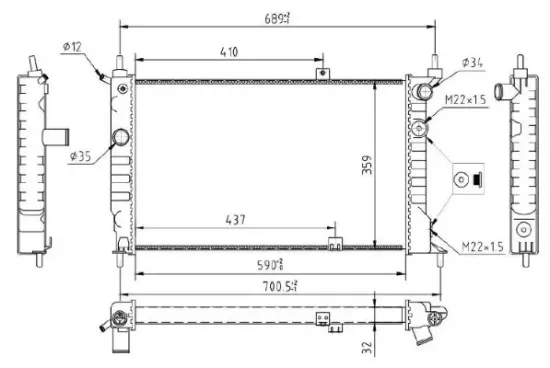 Kühler, Motorkühlung MTR 13054476 Bild Kühler, Motorkühlung MTR 13054476