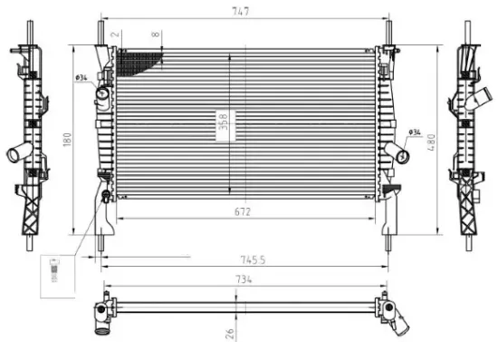 Kühler, Motorkühlung MTR 13054751 Bild Kühler, Motorkühlung MTR 13054751