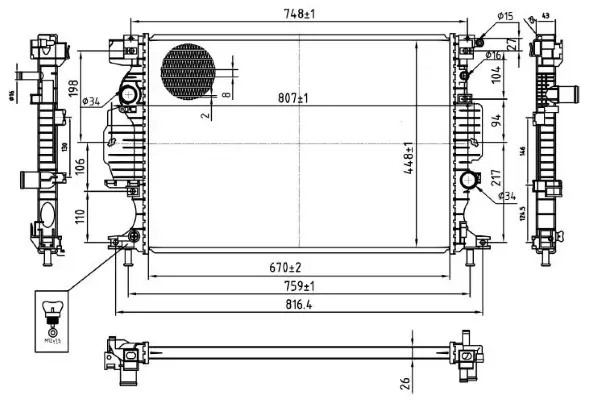 Kühler, Motorkühlung MTR 13054769
