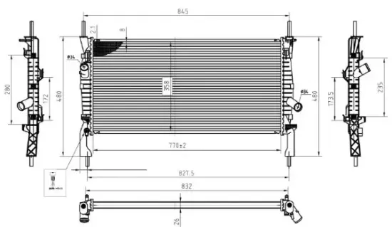 Kühler, Motorkühlung MTR 13054785 Bild Kühler, Motorkühlung MTR 13054785