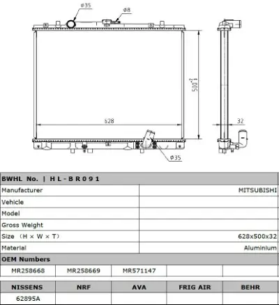 Kühler, Motorkühlung MTR 30068032
