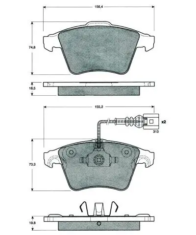 Bremsbelagsatz, Scheibenbremse Vorderachse MTR MT472