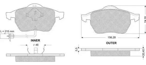 Bremsbelagsatz, Scheibenbremse Vorderachse MTR MT527