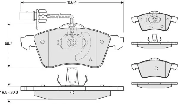 Bremsbelagsatz, Scheibenbremse Vorderachse MTR MT581