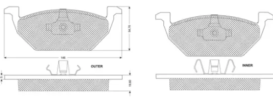 Bremsbelagsatz, Scheibenbremse Vorderachse MTR MT455 Bild Bremsbelagsatz, Scheibenbremse Vorderachse MTR MT455