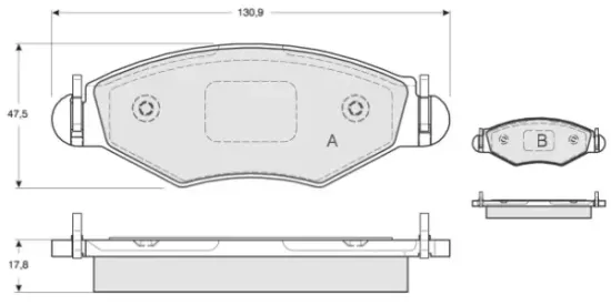 Bremsbelagsatz, Scheibenbremse Vorderachse MTR MT463 Bild Bremsbelagsatz, Scheibenbremse Vorderachse MTR MT463