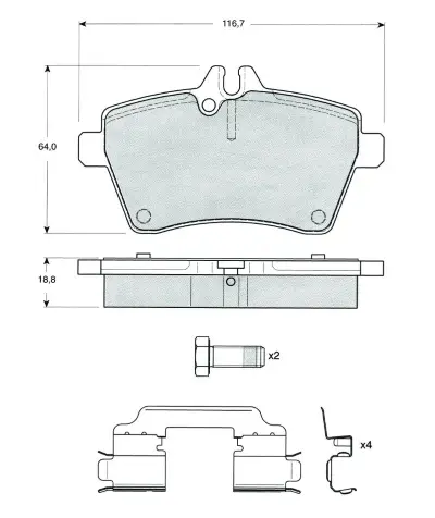 Bremsbelagsatz, Scheibenbremse Vorderachse MTR MT499