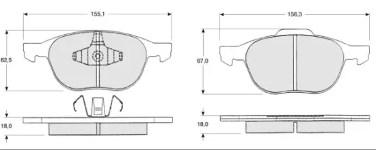 Bremsbelagsatz, Scheibenbremse Vorderachse MTR MT540 Bild Bremsbelagsatz, Scheibenbremse Vorderachse MTR MT540