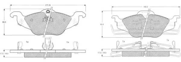Bremsbelagsatz, Scheibenbremse Vorderachse MTR MT551